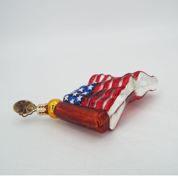 Christopher Radko Stars and Stripes American Flag Glass Christmas Ornament - Picture 6 of 12